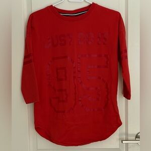 Nike Just Do It 95 Orange Graphic Athletic Tee 3/4 Sleeve Cotton Shirt Small